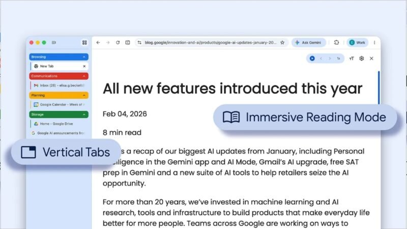 Google Chrome Updated With Vertical Tabs Feature and Full Page Reading Mode