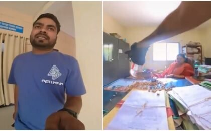 Chhattisgarh man scatters almonds on officer’s desk over missing property file. Watch