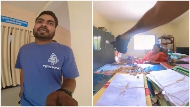 Chhattisgarh man scatters almonds on officer’s desk over missing property file. Watch