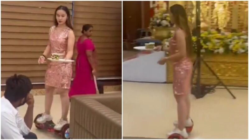 Women on hoverboards serve guests at wedding, video sparks debate on show-off culture