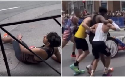 Runner collapses near finish line, 2 participants help him complete Boston Marathon