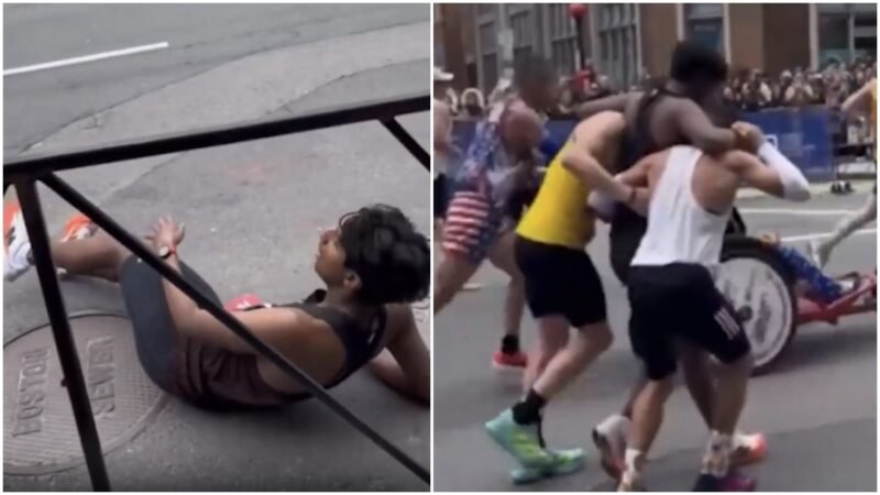 Runner collapses near finish line, 2 participants help him complete Boston Marathon