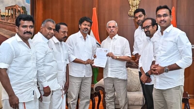 Live: Vijay on way to Lok Bhavan day after Governor asked him to show support of 118 MLAs