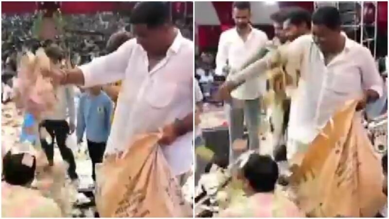 Gujarat bhajan singer buried under cash as devotees empty bags of money on stage