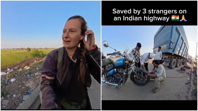 Dutch woman travelling solo in India gets stranded on highway, gets help from 3 men