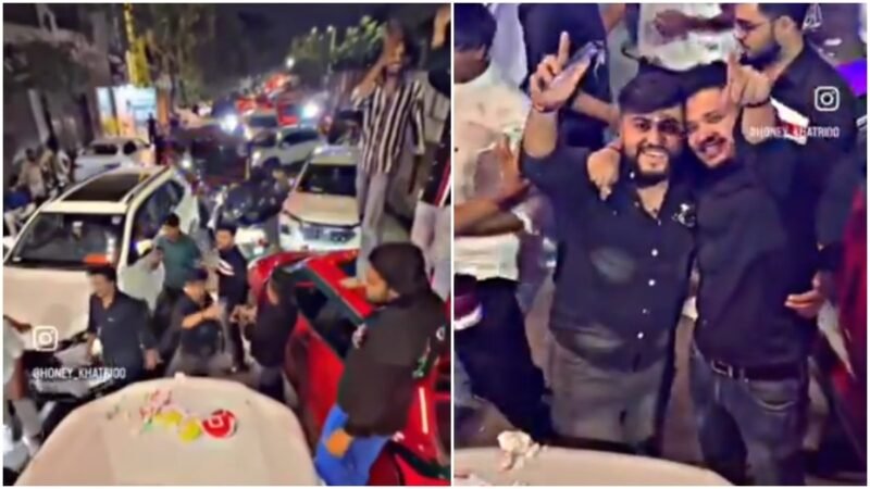 Delhi Traffic Police responds after men block busy road with cars for birthday bash