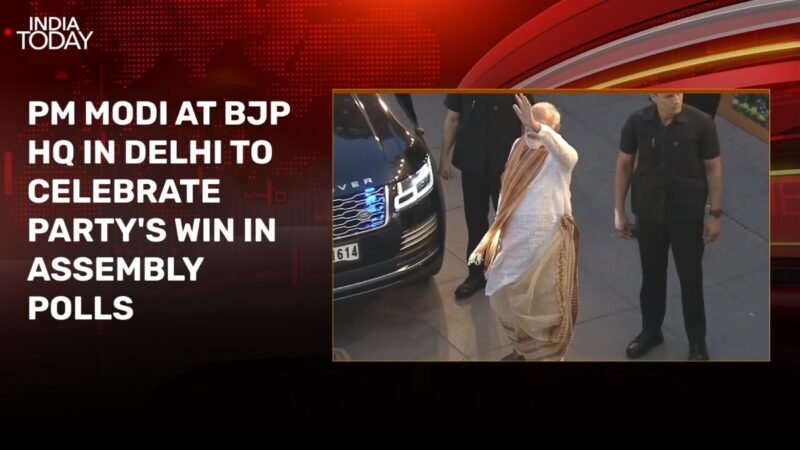 Watch: PM arrives at BJP HQ in traditional Bengali attire to celebrate historic win