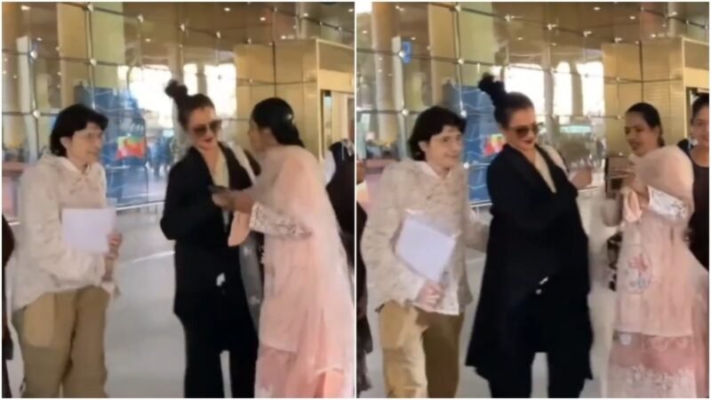Rekha shoves past fan at airport in old viral video. Internet divided over reaction