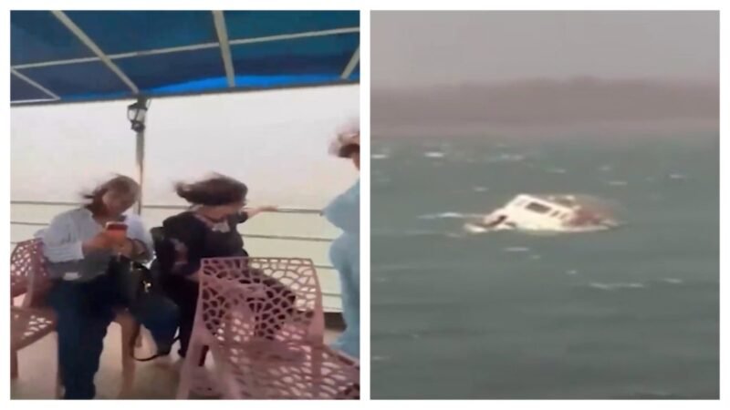 Video shows Jabalpur cruise boat rocking dangerously, overturning amid strong winds