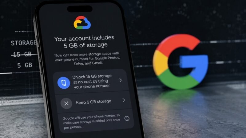 No 15GB free storage in Gmail for you if you do not link phone number with your account: Google