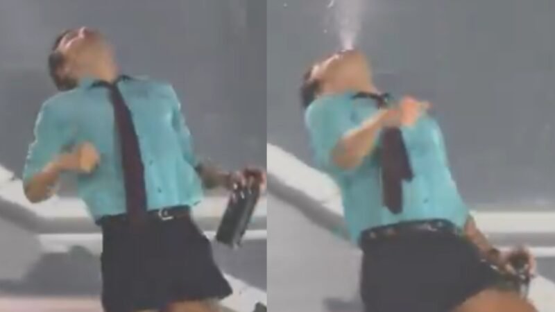 Harry Styles collapses on stage after choking while drinking water during concert