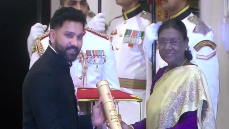 Rohit Sharma receives Padma Shri from President Murmu, wife Ritika beams with pride