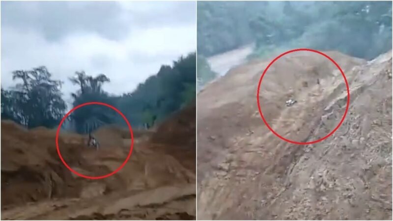 Biker cheats death after Arunachal landslide almost sweeps him off mountain road