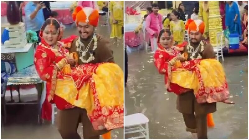 Indore groom carries bride to mandap through floodwater, his gesture steals hearts