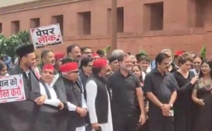 Live: Congress’s ‘Black Day’ protest at Parliament, Priyanka, Rahul Gandhi in forefront