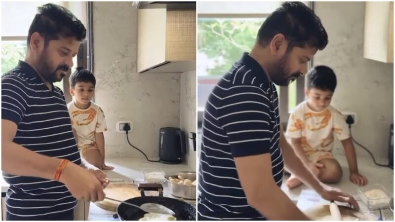 Telangana CM Revanth Reddy makes pooris for grandson. Watch their cute shenanigans