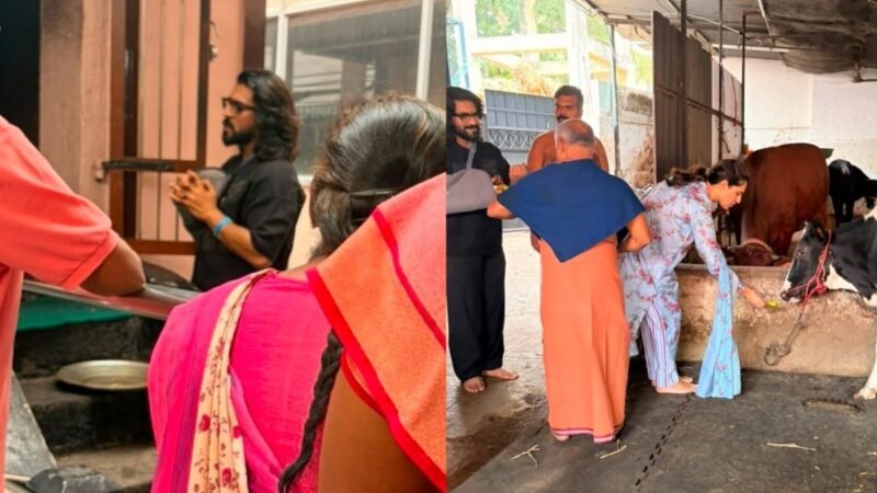 Ram Charan visits Coimbatore temple with wife after successful wrist surgery. Pics