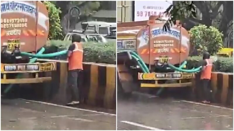 Viral: Civic workers water roadside plants in Pune in heavy rain. Internet is baffled