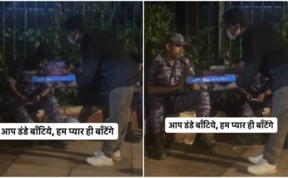 Delhi man offers pizza to RAF personnel during CJP protest at Jantar Mantar. Watch