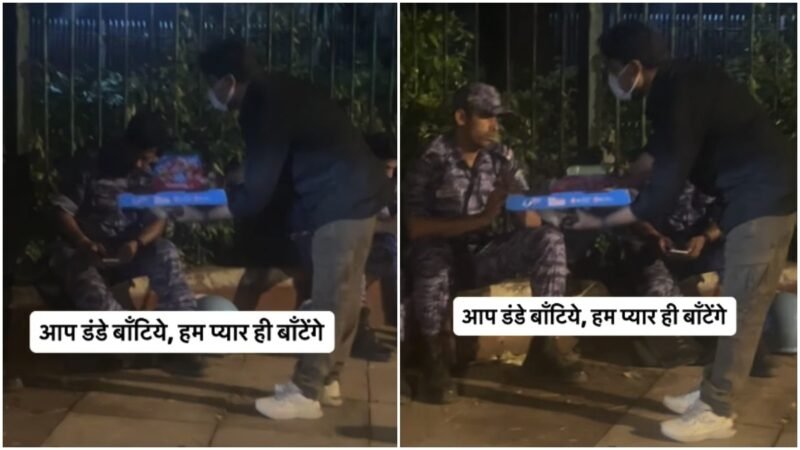 Delhi man offers pizza to RAF personnel during CJP protest at Jantar Mantar. Watch
