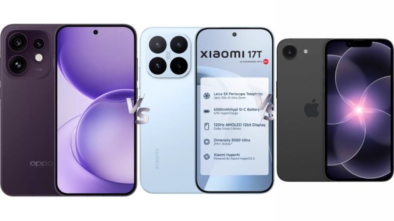 Oppo Reno 16 vs Xiaomi 17T vs iPhone 17e: Price in India, Specifications Compared