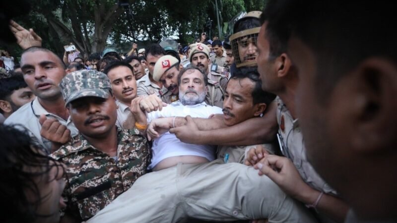 Dramatic scenes as Rahul Gandhi-led protest outside PM residence broken up by cops