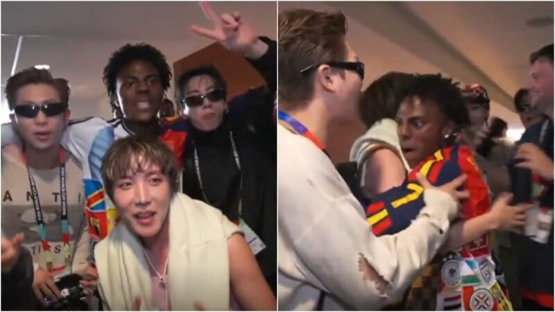 IShowSpeed meets BTS at FIFA World Cup final backstage, celebrates with a backflip