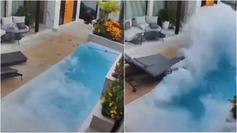Venezuela earthquake sends waves crashing out of backyard pool in terrifying video