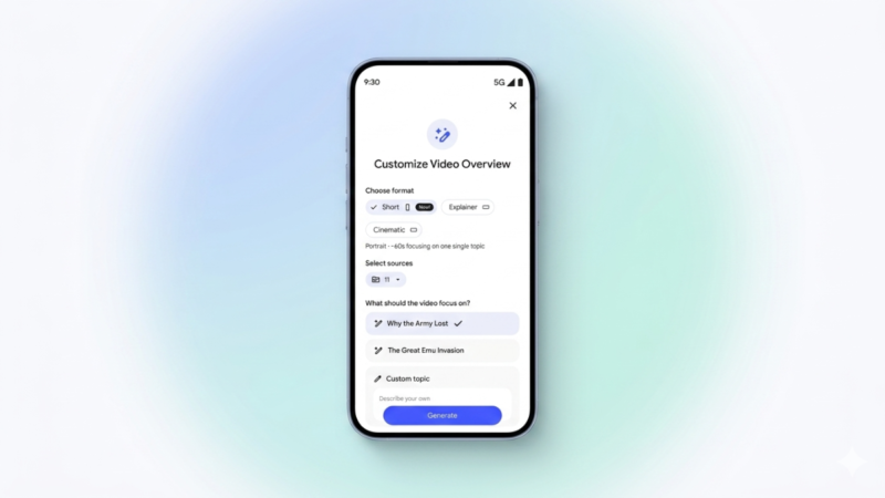 Google Announces Nano Banana 2 Lite-Powered Short Video Overviews for NotebookLM