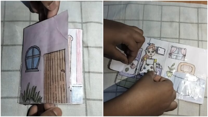 Little girl builds dollhouse inside a notebook, and it’s far more than just drawings