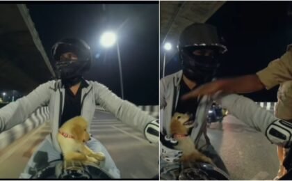 Bihar biker carries pet puppy in jacket, cop stops him but not for what you think