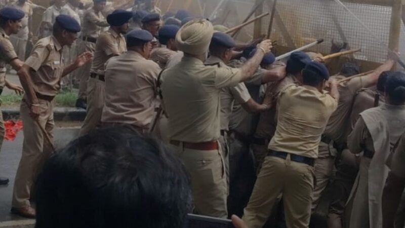 Punjab paper leak: Water cannon used on ABVP protesters demanding Harjot Bains’ resignation